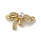 Rack Plating Brass Micro Pave Clear Cubic Zirconia Pendants, with Plastic Pearl, Lead Free & Cadmium Free, Long-Lasting Plated, Bowkno, Real 18K Gold Plated, 13.5x22.5x7.5mm, Hole: 1.2mm
