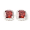Brass Micro Pave Cubic Zirconia Beads, Cadmium Free & Nickel Free & Lead Free, Square, 925 Sterling Silver Plated, FireBrick, 11x11x7mm, Hole: 2mm