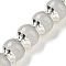 Glass Beads, with Platinum Tone Brass Ends, Round, Light Grey, 10~10.5x9~9.5mm, Hole: 1.2mm, about 30pcs/strand, 11.02 inch~11.42 inch(28~29cm)