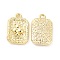 Rack Plating Alloy Pendants, Cadmium Free & Lead Free, Rectangle Charms with Club Sign, Light Gold, 17.5x11x3mm, Hole: 1.5mm