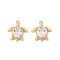 304 Stainless Steel Glass Pendants, Tortoise, Ion Plating(IP), Real 18K Gold Plated, Facted, Clear, 17.5x15x4.5mm, Hole: 1.4mm