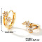 Chic Fashionable Flower Hip-hop Brass Hoop Earrings, with Rhinestones, Golden, 15x9mm