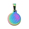 Flat Round with San Benito & Word 304 Stainless Steel Charms, Rainbow Color, 15x12x1.2mm, Hole: 4x6.5mm