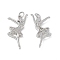 Brass Micro Pave Cubic Zirconia Pendants, Cadmium Free & Nickel Free & Lead Free, with Jump Ring, Ballet Dancer Charms, Platinum, 28.5x15x3mm, Hole: 3.4mm