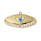 Rack Plating Brass Micro Pave Cubic Zirconia Enamel Pendants, Evil Eye Charms, Real 18K Gold Plated, 14.5x27.5x2.5mm, Hole: 1.4mm