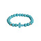 Synthetic Turquoise Round & Black Stone Cross Beaded Stretch Bracelets