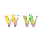 Ion Plating(IP) 304 Stainless Steel Charms, Laser Cut, Alphabet, Rainbow Color, Letter.W, 12x14x0.8mm, Hole: 1mm