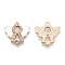 Alloy Pendants, with Crystal Rhinestone and Acrylic, Angel Charm, Cadmium Free & Nickel Free & Lead Free, Light Gold, 18.5x19x3mm, Hole: 1.4mm