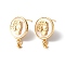 Brass Stud Earring Findings, with Shell, Cup Peg Bails and 925 Sterling Silver Pins, Cadmium Free & Nickel Free & Lead Free, Flat Round with Women, Real 18K Gold Plated, 24x14mm, Pin: 0.8mm