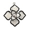 Brass with Enamel Fold Over Clasps, Cadmium Free & Nickel Free & Lead Free, Flower, Platinum, 22.5x19.5x12.5mm, Hole: 1.2mm