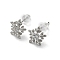 Christmas Theme Brass Stud Earrings, Platinum, Snowflake, 8.5x9mm