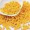 Baking Paint Glass Seed Beads, Round, Gold, 4x3mm, Hole: 1.2mm, about 7650pcs/pound