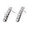 304 Stainless Steel Stud Earrings Findings, with Clear Cubic Zirconia and Horizontal Loop, Rectangle, Stainless Steel Color, 15x3mm, Hole: 2mm, Pin: 0.7mm