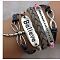 Suede & Imitation Leather Cord Knitted Multi-strand Bracelets, Alloy Link Adjustable Bracelets, Dragonfly, 7-1/8 inch(18cm)