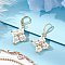 Glass Seed Beads Rhombus Leverback Earrings, with Shell Pearl and 304 Stainless Steel Leverback Earring Findings, White, 42x25mm