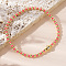 Korean Style Glass Seed & Brass Round Beaded Stretch Bracelets for Women, Deep Pink, Inner Diameter: 6-1/2 inch(16.5cm)