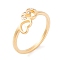 304 Stainless Steel with Rhinestone Heart Finger Ring for Women, Golden, 7mm, US Size 6~9(16.5~18.9mm)