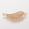 Brass Micro Pave Cubic Zirconia Links, Wing, Golden, 27x8.5x3mm, Hole: 1.5mm