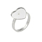 Non-Tarnish 304 Stainless Steel Adjustable Ring Components, Bezel Cup Ring Settings, Heart, Stainless Steel Color, Inner Diameter: 17mm, Tray: 12x12mm