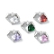 Brass Micro Pave Cubic Zirconia Charms, Cadmium Free & Nickel Free & Lead Free, with Glass, Heart, Mixed Color, Real Platinum Plated, 12x14x4mm, Hole: 1.2mm