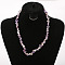 Natural Amethyst Chip Beaded Necklaces for Women, with Alloy End Chains, Platinum, 17.72 inch(45cm)