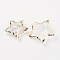 Natural Quartz Crystal Pendants, Rock Crystal Pendants, with Brass Findings, Star, Golden, 32~41x28~42x7.5~14mm, Hole: 4x6mm