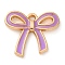 Alloy Enamel Pendants, Bowknot Charm, Golden, Plum, 16x18.5x2.5mm, Hole: 1.4mm