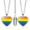 Pride Rainbow Flag Glass Heart Pendant Necklace, with Alloy Cable Chains, Colorful, 17.72 inch(45cm)