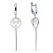 Rhodium Plated 925 Sterling Silver Geometric Dangle Hoop Earring, with Pearl Round Beads, Platinum, 65mm