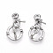 Brass Micro Pave Cubic Zirconia Peg Bails Pendants, for Half Drilled Beads, Cadmium Free & Nickel Free & Lead Free, Platinum, 18x10mm, bail: 6.5x3mm, Hole: 6.5mm, Pin: 0.8mm