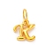 925 Sterling Silver Letter Charms with Jump Rings, Golden, Letter K, 10x10x2mm, Hole: 5mm