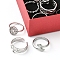 8Pcs 8 Style Whale Tail & Wave & Flower & Vortex & Snake Stainless Steel Open Cuff Ring Set, Adjustable Rings for Women, Stainless Steel Color, Inner Diameter: 16.5~17.9mm, 1Pc/style
