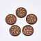 Natural Red Jasper Cabochons, Flat Round with Nordic Pagan Pattern, 25x5.5mm