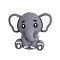 Silicone Beads, Elephant, Dark Gray, 25.5x30x16.5mm, Hole: 2mm