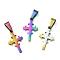 Ion Plating(IP) 304 Stainless Steel Pendants, for Jewelry Making, Cross, Rainbow Color, 19.5x12x1.2mm, Hole: 3.5x7mm