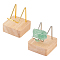2Pcs 2 Colors Square Wooden Mineral Crystal Display Stands, Rough Gemstone Storage Rack with Iron Holder, Platinum & Golden, 5x5x6cm, 1pc/color