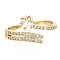 Exquisite Cubic Zirconia Star Cuff Ring, Brass Open Ring for Women, Nickel Free, Real 18K Gold Plated, US Size 8(18.1mm)
