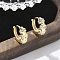 Brass Clear Cubic Zirconia Hoop Earrings, Ring, Real 18K Gold Plated, 12.5x4.5mm