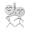 Non-Tarnish 201 Stainless Steel Pendants, Laser Cut, Human Charm, Stainless Steel Color, 34x29.5x1.5mm, Hole: 7x3.5mm
