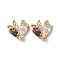 Brass Micro Pave Cubic Zirconia Charms, Cadmium Free & Nickel Free & Lead Free, Butterfly & Heart, Real 18K Gold Plated, Purple, 14x14.5x4.5mm, Hole: 1.4mm