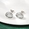 Brass Stud Earrings, Shell Shape, Platinum, 10x12.5mm