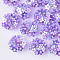 PVC Paillette Cabochons, Cluster Beads, with Glass Seed Beads and Golden Plated Brass Perforated Disc Settings, Flower, Medium Purple, 20~23x10~11mm
