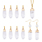 8Pcs Natural Quartz Crystal Double Terminal Pointed Pendants, Faceted Bullet Charms, with Brass Findings, Golden, 33.5~46.5x12~16x11.5~15mm, Hole: 7.5x4mm