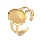 304 Stainless Steel Cuff Rings Components, Pad Ring Setting, Oval, Ion Plating(IP), Golden, Tray: 14.5x10mm, Inner Diameter: 18mm