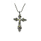 Cross Zinc Alloy Pendant Necklace, with Rhinestone, Jonquil, 27.56 inch(70cm)