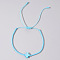 Bohemian Shell Cross Bracelets, Adjustable Glass Seed Bead Braided Bracelets, Light Sky Blue, 7-1/8 inch(18cm)