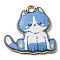 Printed Alloy Pendants, Golden, Cadmium Free & Nickel Free & Lead Free, Cat Shape Charms, Cornflower Blue, 20x20x2mm, Hole: 1.6mm