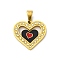 304 Stainless Steel Enamel Pendants, with Rhinestone, Heart Charm, PVD Vacuum Plating, Real 18K Gold Plated, Black, 20.5x21.5x2.5mm, Hole: 7.5x4.5mm