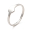 Non-Tarnish 201 Stainless Steel Heart Adjustable Ring for Women, Stainless Steel Color, US Size 6 1/2(16.9mm)