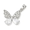 Brass Micro Pave Cubic Zirconia Pendants, Butterfly, Rack Plating, Long-Lasting Plated, Cadmium Free & Lead Free, Platinum, 18x21x4mm, Hole: 3x6mm